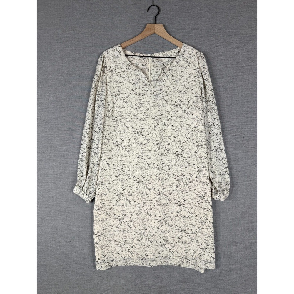 Lila Rose Dress Womens Size 14 Lined Long Sleeve Shift V Neck off White Cream
